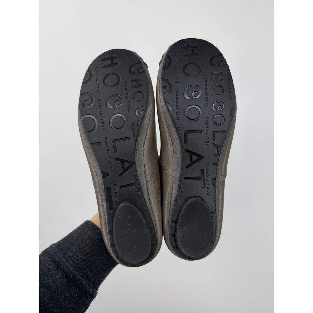 Chocolat Blu Womens 8.5 Vic Pleated Gray Taupe Leather Ballet Flats Shoes Casual - Picture 4 of 11